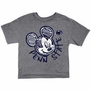 heather gray youth short sleeve t-shirt with scribble Mickey Mouse Penn State